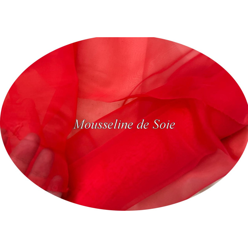 Tissu Mousseline De Soie Rouge Couture  Au Mètre.