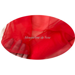 Tissu Mousseline De Soie Rouge Couture  Au Mètre.