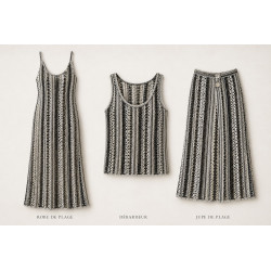 Tissu maille crochet rayé noir et blanc – au mètre