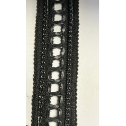 Galon Style Chanel Chaînette Noir & Simili Cuir – 35 mm – Style Haute Couture
