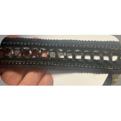 Galon Style Chanel Chaînette Noir & Simili Cuir – 35 mm – Style Haute Couture