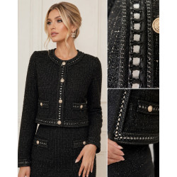 Galon Style Chanel Chaînette Noir & Simili Cuir – 35 mm – Style Haute Couture