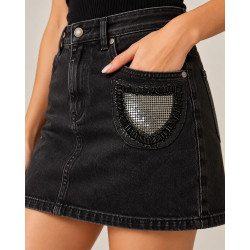 Applique Patch, motif à Coudre ou à coller Perles Gris Canon de Fusil 11 × 8,5 cm