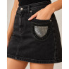 Applique Patch, motif à Coudre ou à coller Perles Gris Canon de Fusil 11 × 8,5 cm