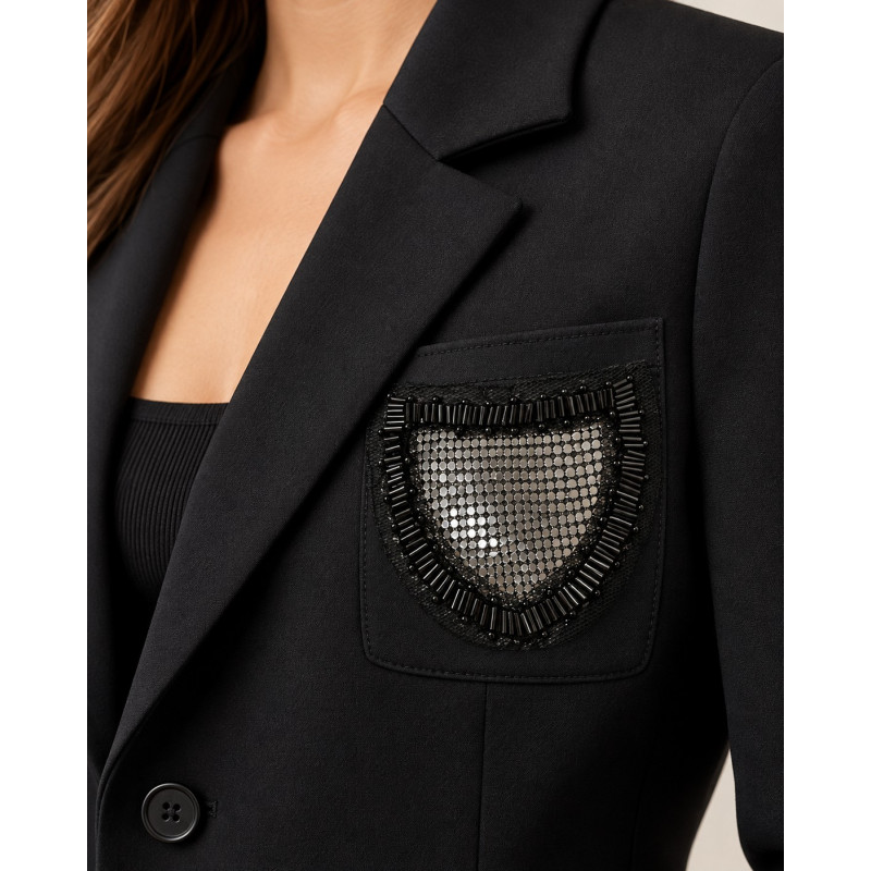 Applique Patch, motif à Coudre ou à coller Perles Gris Canon de Fusil 11 × 8,5 cm