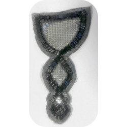 Applique patch Bijou Thermocollante ou à Coudre – Épaulette Perles Métallisées Gris Canon de Fusil