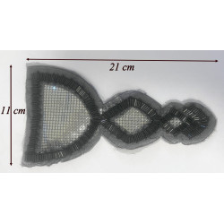 Applique patch Bijou Thermocollante ou à Coudre – Épaulette Perles Métallisées Gris Canon de Fusil