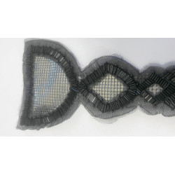 Applique patch Bijou Thermocollante ou à Coudre – Épaulette Perles Métallisées Gris Canon de Fusil