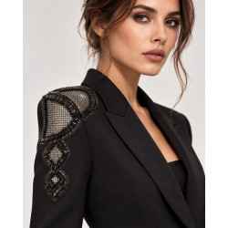 Applique patch Bijou Thermocollante ou à Coudre – Épaulette Perles Métallisées Gris Canon de Fusil