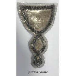 Applique patch Bijou Thermocollante ou à Coudre – Épaulette Perles Métallisées doré