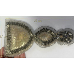 Applique patch Bijou Thermocollante ou à Coudre – Épaulette Perles Métallisées doré