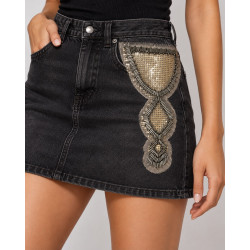 Applique patch Bijou Thermocollante ou à Coudre – Épaulette Perles Métallisées doré
