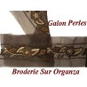 Galon Ruban En broderie perles Sur Tulle  En 12 Cm Choco   Pour Décorations Caftans Et Customisations.