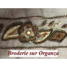 Galon Ruban En broderie perles Sur Tulle  En 12 Cm Choco   Pour Décorations Caftans Et Customisations.
