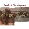Galon Ruban En broderie perles Sur Tulle  En 12 Cm Choco   Pour Décorations Caftans Et Customisations.
