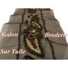 Galon Ruban En broderie perles Sur Tulle  En 12 Cm Choco   Pour Décorations Caftans Et Customisations.