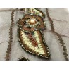 Galon Ruban En broderie perles Sur Tulle  En 12 Cm Choco   Pour Décorations Caftans Et Customisations.
