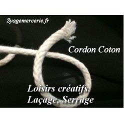 Cordon Fil Lacet Blanc Au Mètre Coton En 3 mm Pour Loisirs Créatifs.