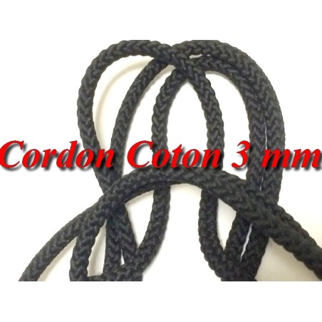 Cordon Fil Lacet Noir Au Mètre Coton En 3 mm Pour Loisirs Créatifs.