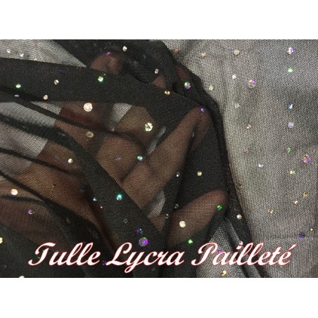 Tissu Résille Lycra Au Mètre en Couleur Noir Pour Justaucorps.