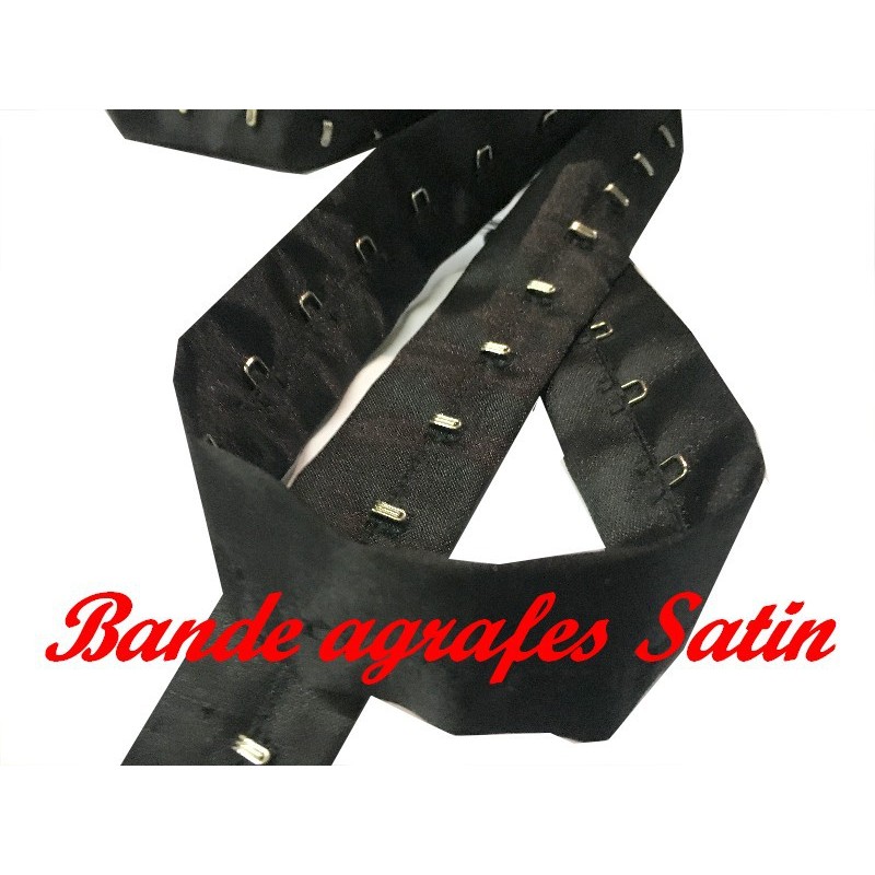 Bande Agrafes Satin Noir Au Mètre  En Tissu A Coudre, Pour Agrafages corsets, Lingerie Et Loisirs créatifs.