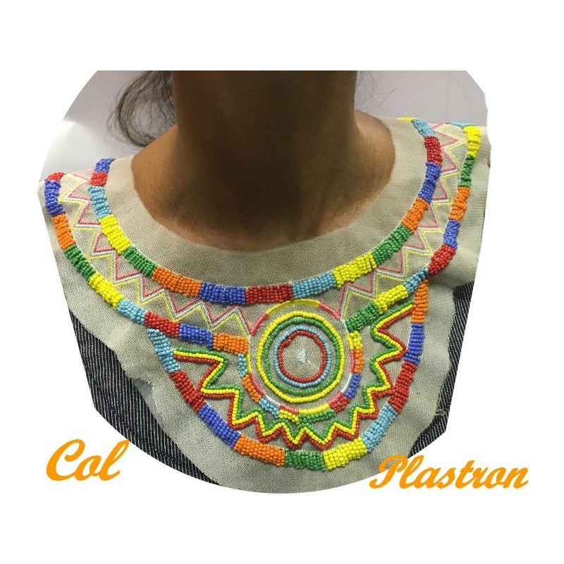 Col Plastron Style Indien A Coudre En Perles Multicolors Pour Customisatiopns Et Décorations