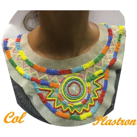 Col Plastron Style Indien A Coudre En Perles Multicolors Pour Customisatiopns Et Décorations
