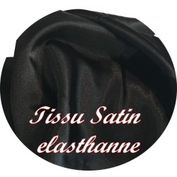 Tissu Satin Elasthanne Au Mètre Couleur Noir Uni En Grande Largeur