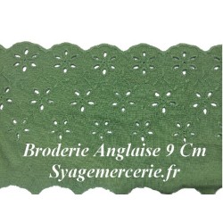 Broderie Anglaise Coton au Mètre en 9 cm Vert à Coudre