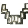 Col Plastron Simili Cuir Noir – Décor Carré Métallisé