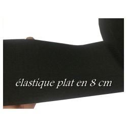 Elastique Plat Au Mètre en 8 Cm Noir De Large Pour La Couture.
