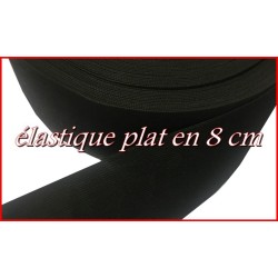 Elastique Plat Au Mètre en 8 Cm Noir De Large Pour La Couture.