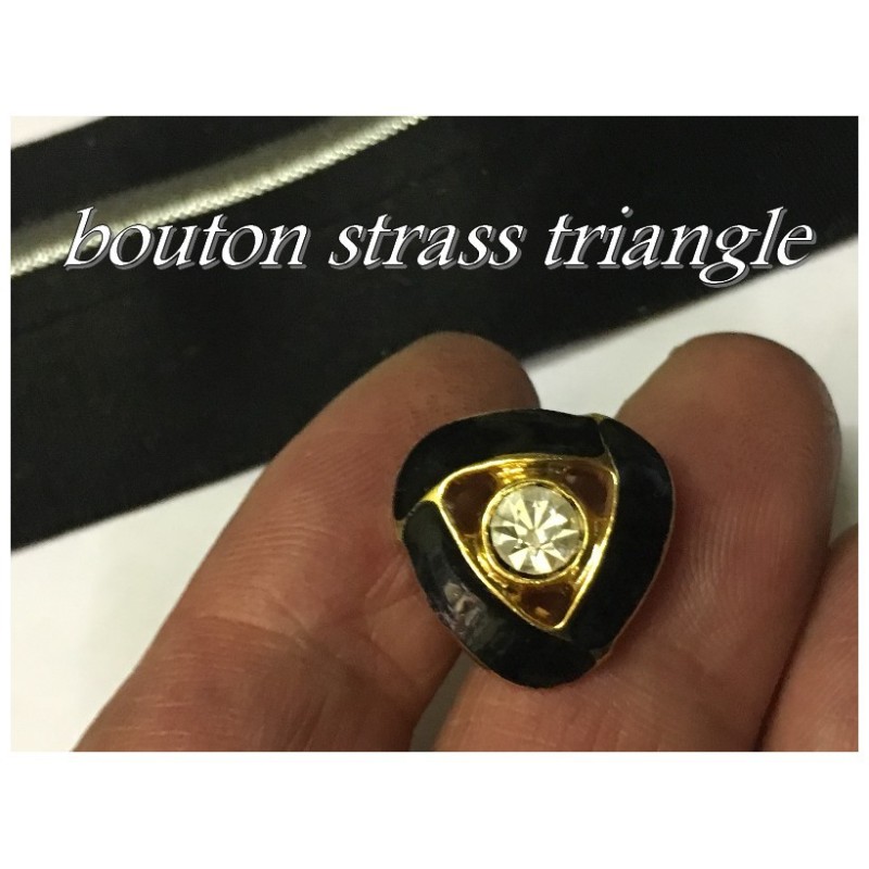 Bouton Vintage 24mm Strass Incolore Et Noir Sur Socle Métal - Lot - Origine France